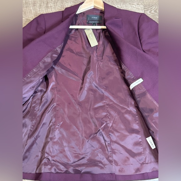 J. Crew One Button Jacket Blazer Super 120s Burgundy 100% Wool Size 8 NWT - Picture 4 of 8